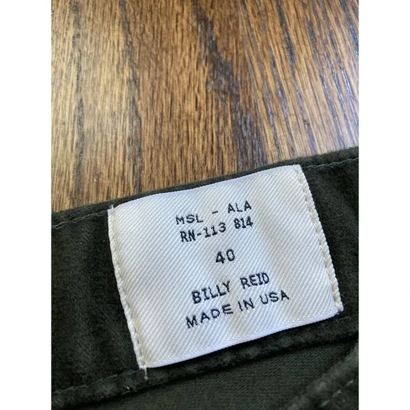 BILLY REID Moleskin Jean Mens Size 40x27 Dark Green Made In USA Pants